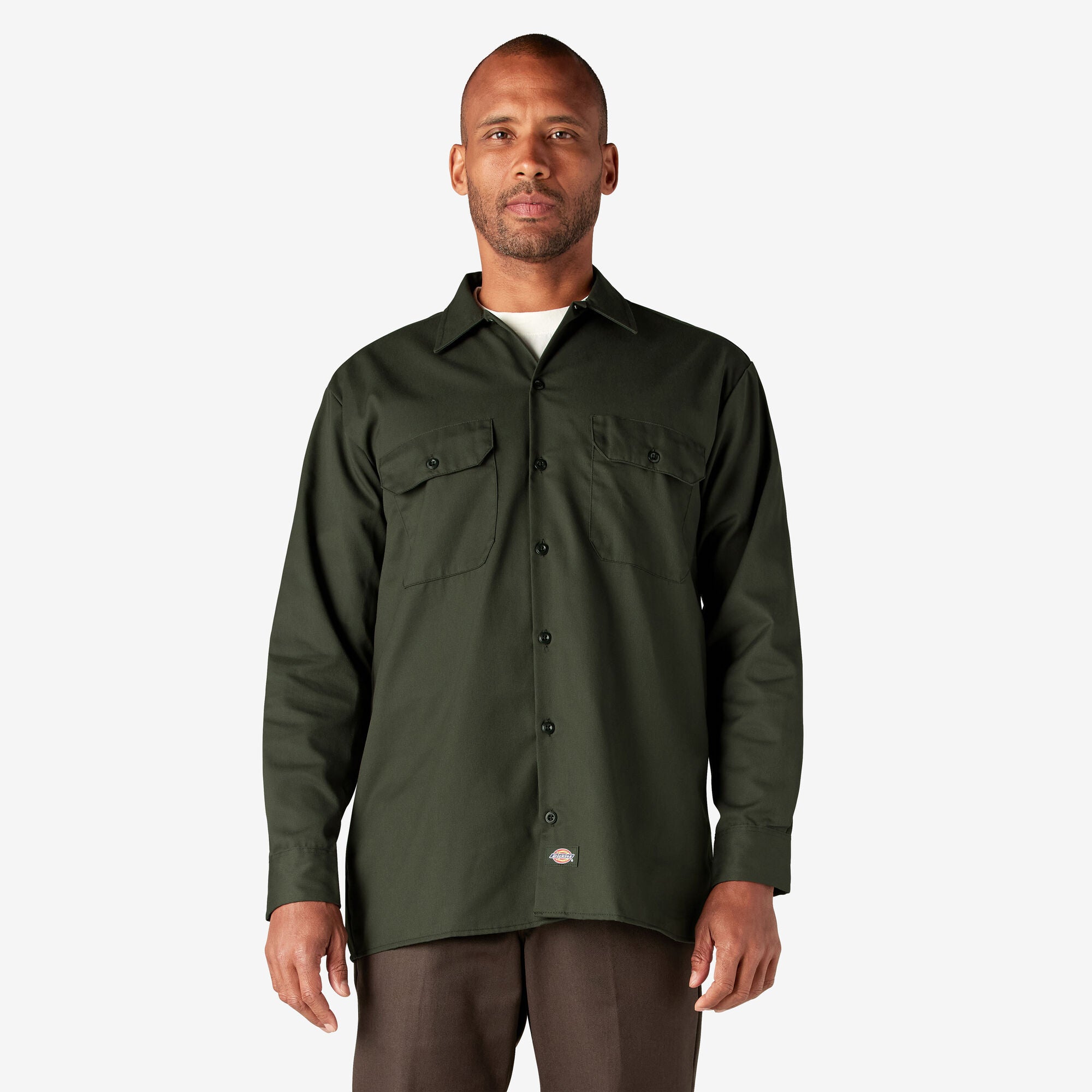 Dickies Long Sleeve Work Shirt Olive Green – Conkrete