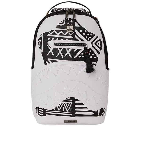 SPRAYGROUND A.I.8 AFRICAN INTELLIGENCE BOOKED & BUSY BACKPACK - WHITE  PINK