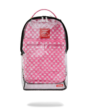 Load image into Gallery viewer, SPRAYGROUND CLEAR DLX BACKPACK - CHECKED OUT (PINK DRIP)