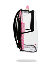 Load image into Gallery viewer, SPRAYGROUND CLEAR DLX BACKPACK - CHECKED OUT (PINK DRIP)
