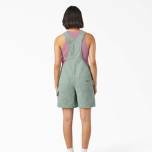 Load image into Gallery viewer, Dickies Women&#39;s Relaxed Fit Bib Shortsall 7&quot; - Iceberg Green