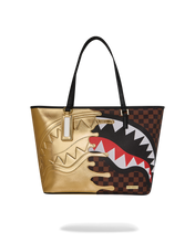 Load image into Gallery viewer, SPRAYGROUND SHARKS IN PARIS GOLD DRIP TOTE