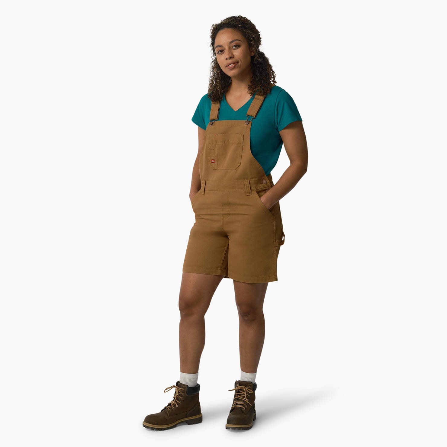 Dickies Women's Relaxed Fit Bib Shortsall 7" - Brown Duck